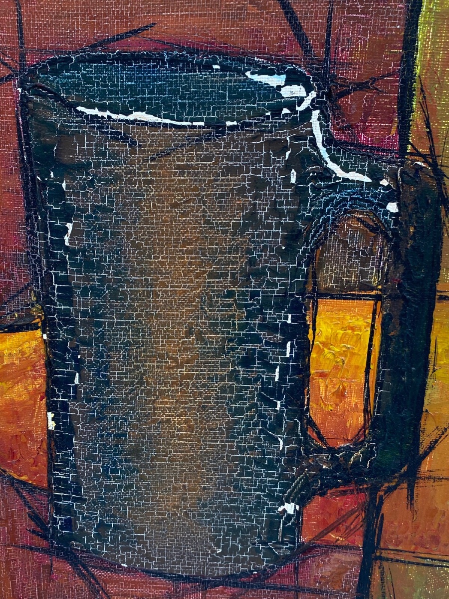Oil On Panel, Signed Composition By Lione S. Bouteille, 1960-photo-4
