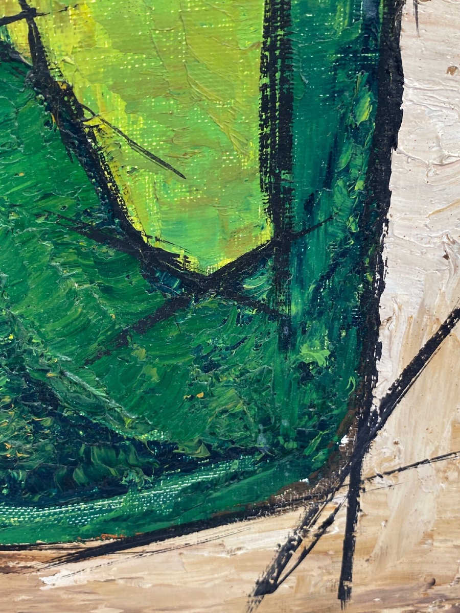 Oil On Panel, Signed Composition By Lione S. Bouteille, 1960-photo-5