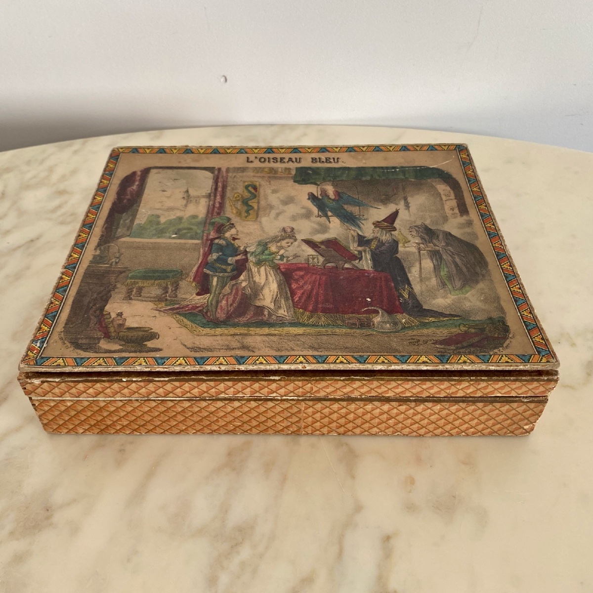 Coffret à jeu L'Oiseau Bleu XIXe oracles cartons lithographiés-photo-2