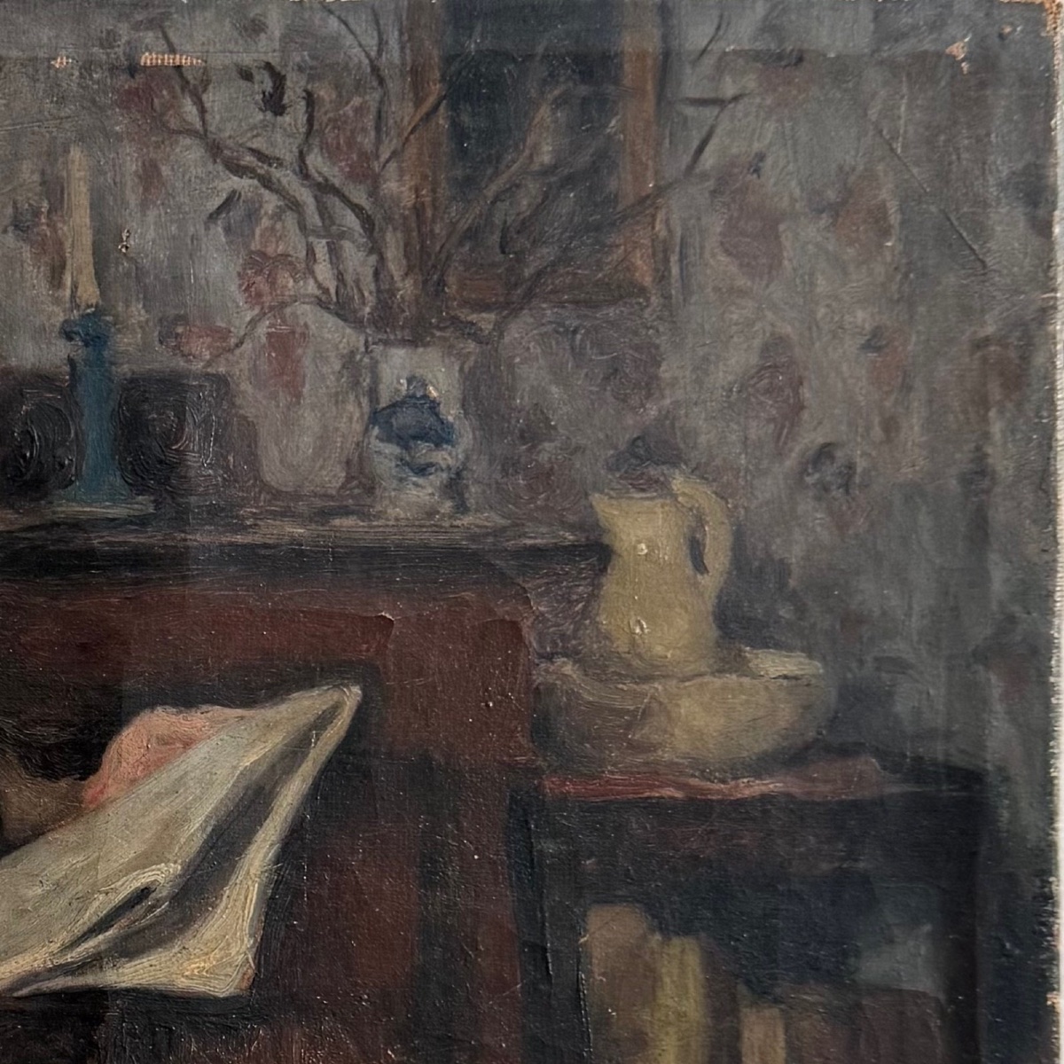 Oil On Canvas, Interior Scene By Jean-laurent Challié-photo-4