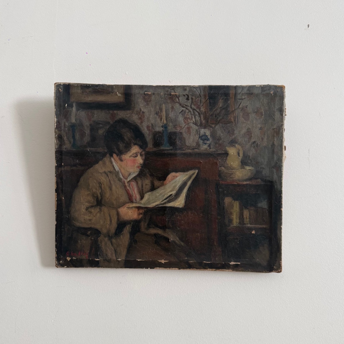 Oil On Canvas, Interior Scene By Jean-laurent Challié