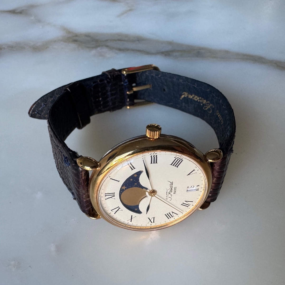 Montre J. Frésard Paris avec ciel étoilé doré et bleu -photo-3