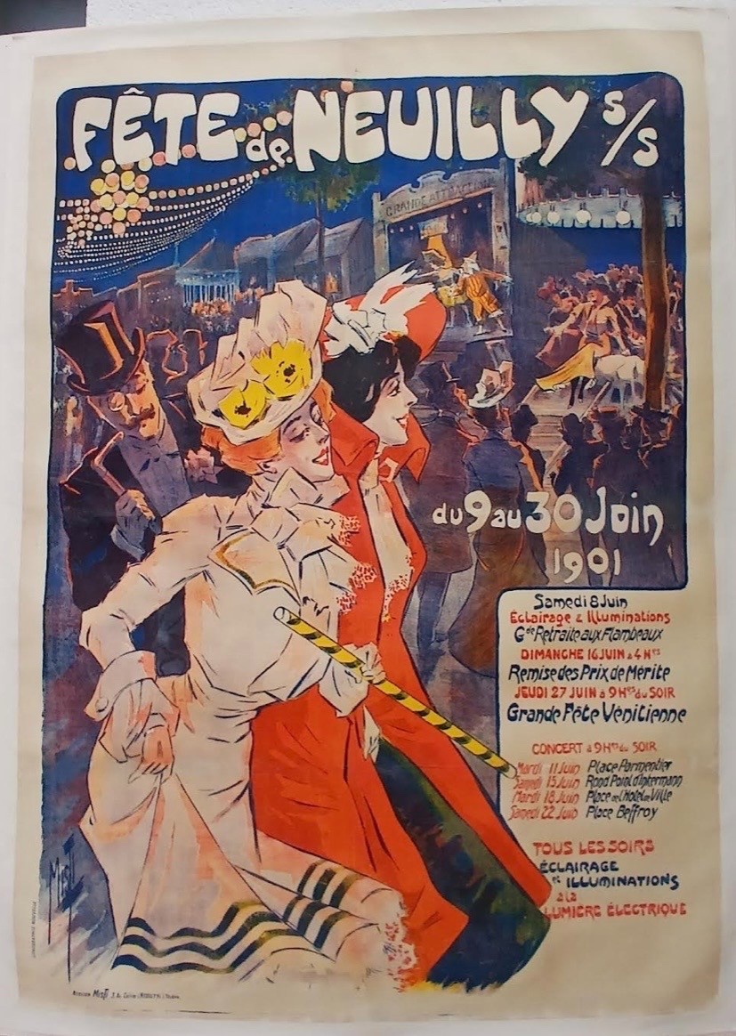 Affiche par Misti Ferdinand Mifliez (1865-1923) Fête de Neuilly s/s 1901 