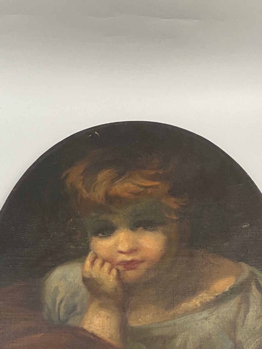 18th-century Oval Oil-on-canvas Portrait Of A Child -photo-3