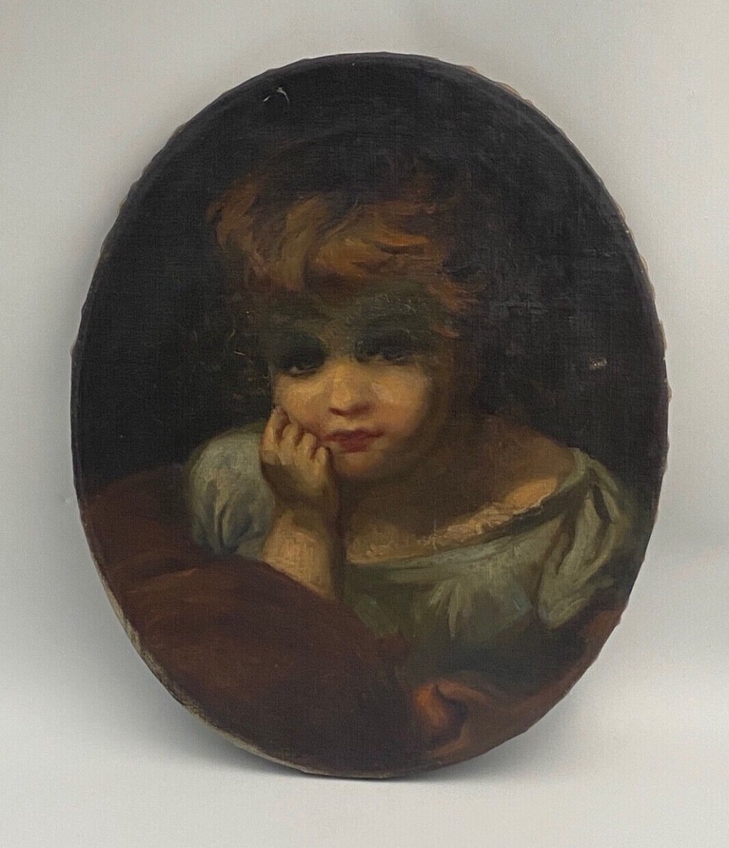 18th-century Oval Oil-on-canvas Portrait Of A Child 