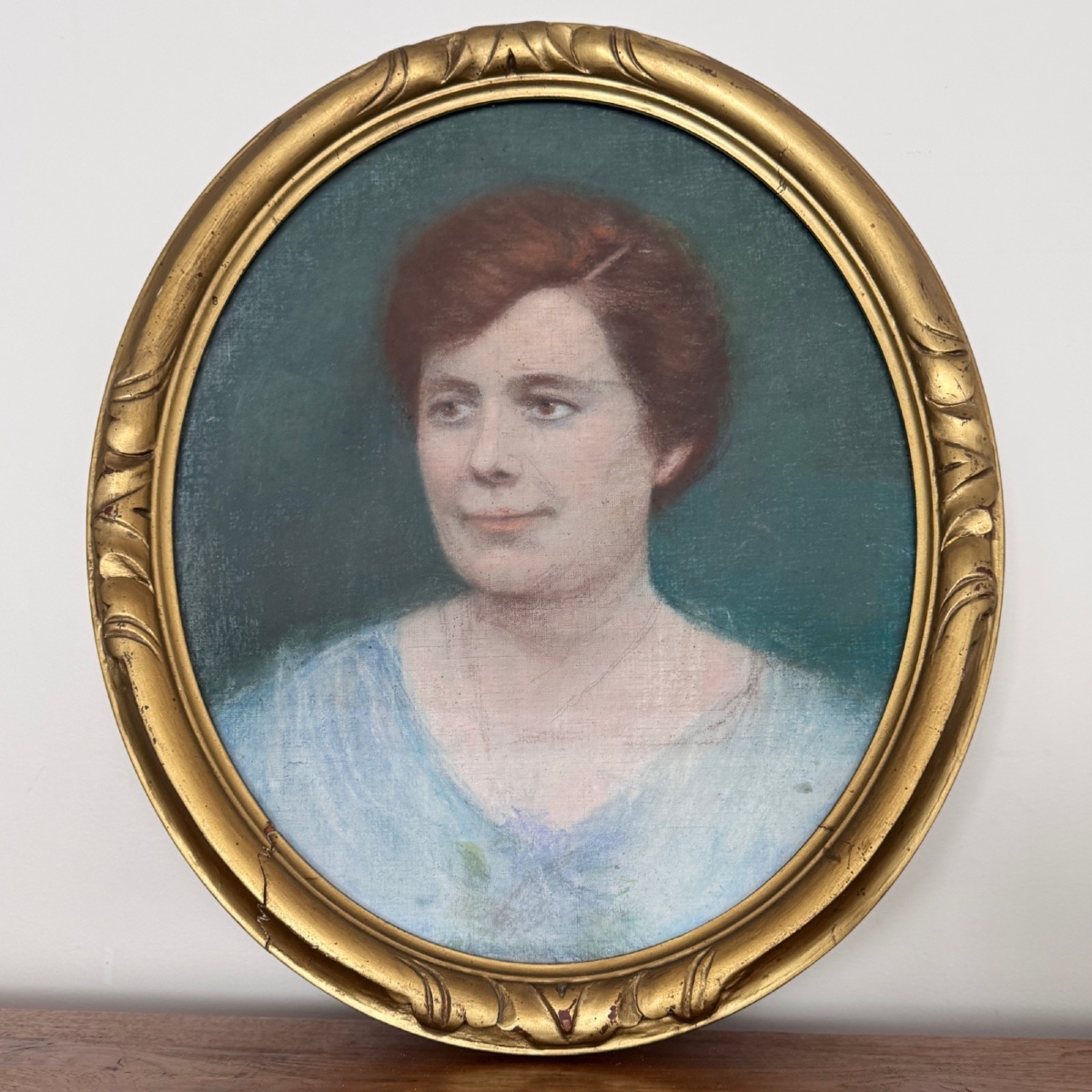 1920s Pastel Portrait Of A Woman In A Gilded Frame 