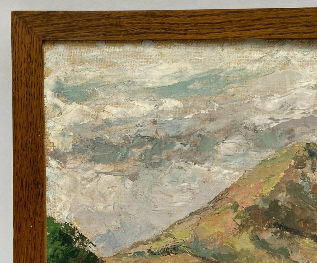 Oil On Cardboard By Jules Claude Randriamampita (1913–1968) Mountain, Painted With A Palette Knife-photo-4