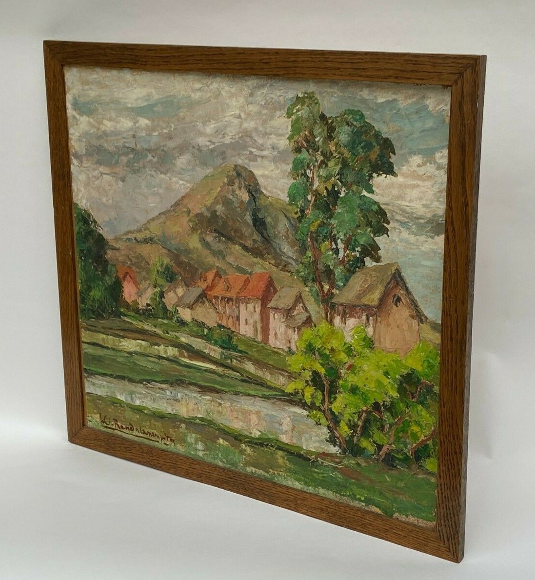 Oil On Cardboard By Jules Claude Randriamampita (1913–1968) Mountain, Painted With A Palette Knife-photo-7