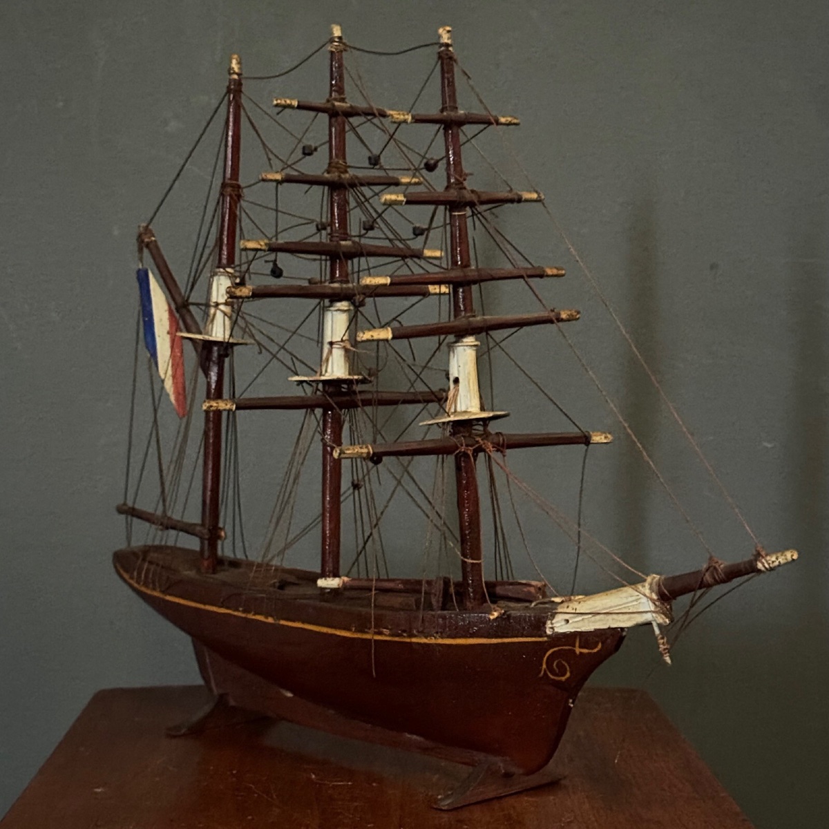 Maquette de bateau français trois-mâts XIXe Cancale-photo-2