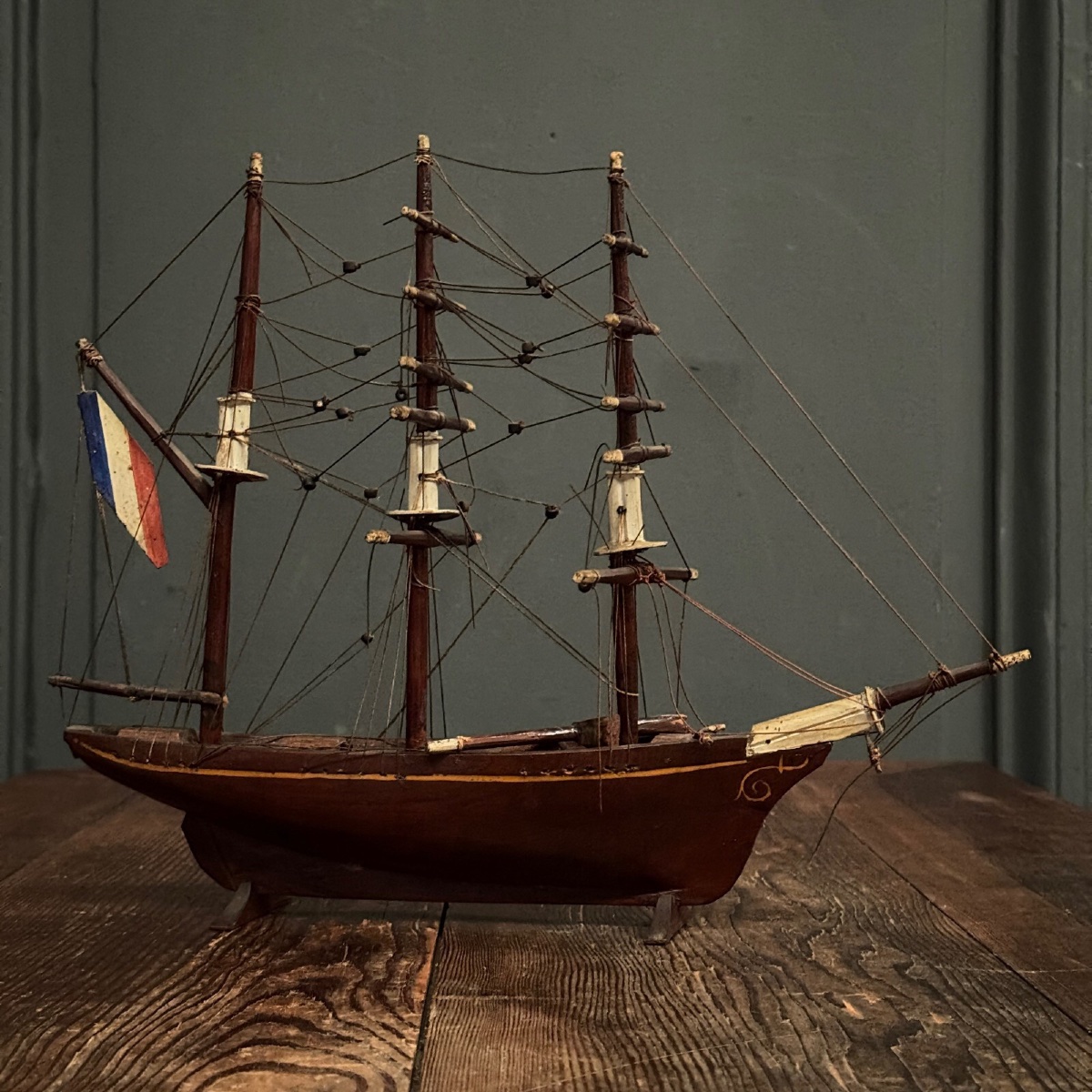 Maquette de bateau français trois-mâts XIXe Cancale-photo-3