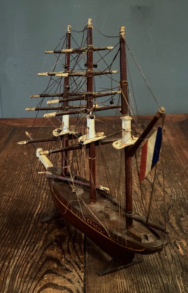 Maquette de bateau français trois-mâts XIXe Cancale-photo-4