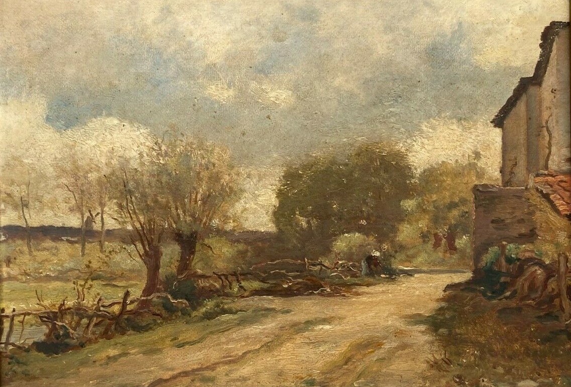 Huile sur panneau François-Edouard Bournichon Basse-Goulaine fin XIXe-photo-2
