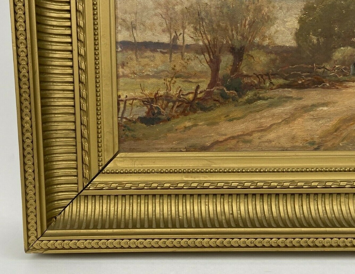 Huile sur panneau François-Edouard Bournichon Basse-Goulaine fin XIXe-photo-2
