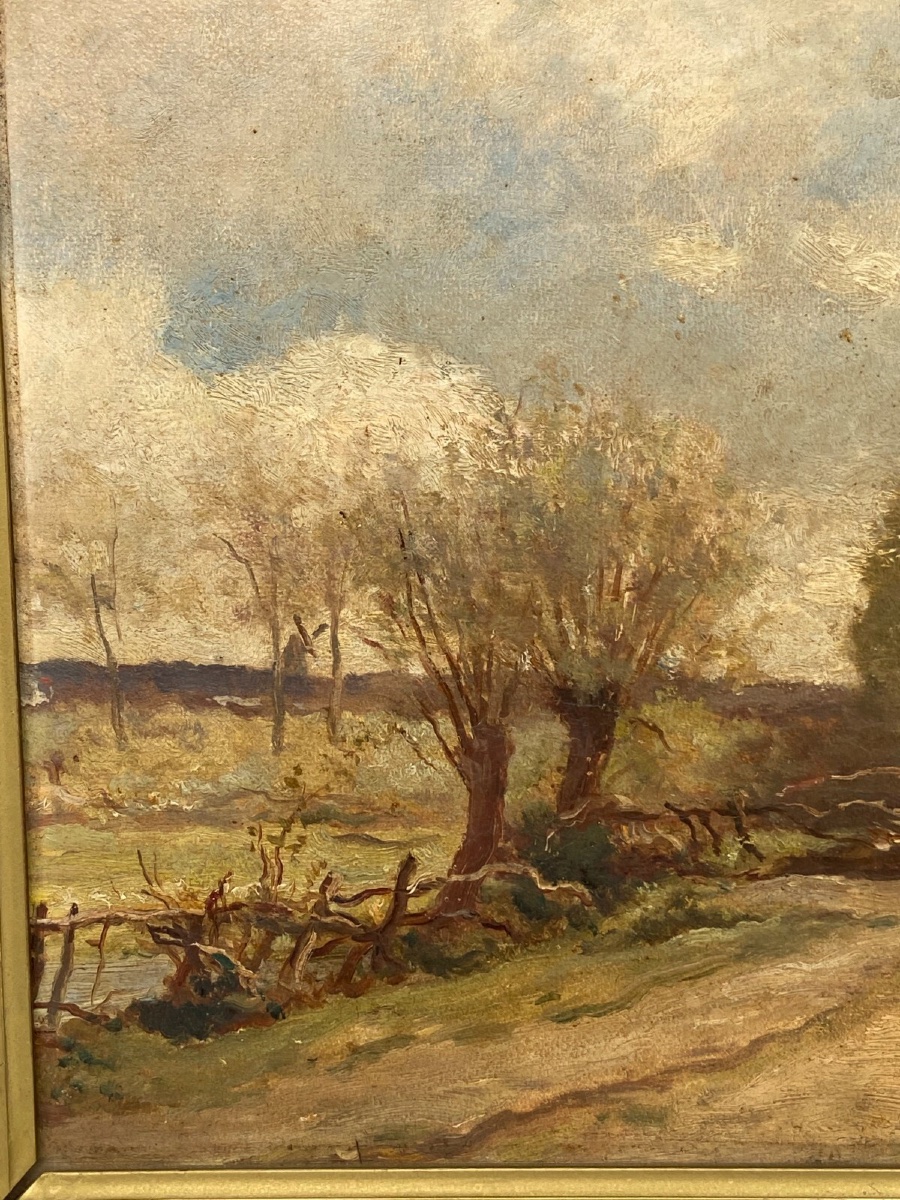 Huile sur panneau François-Edouard Bournichon Basse-Goulaine fin XIXe-photo-4