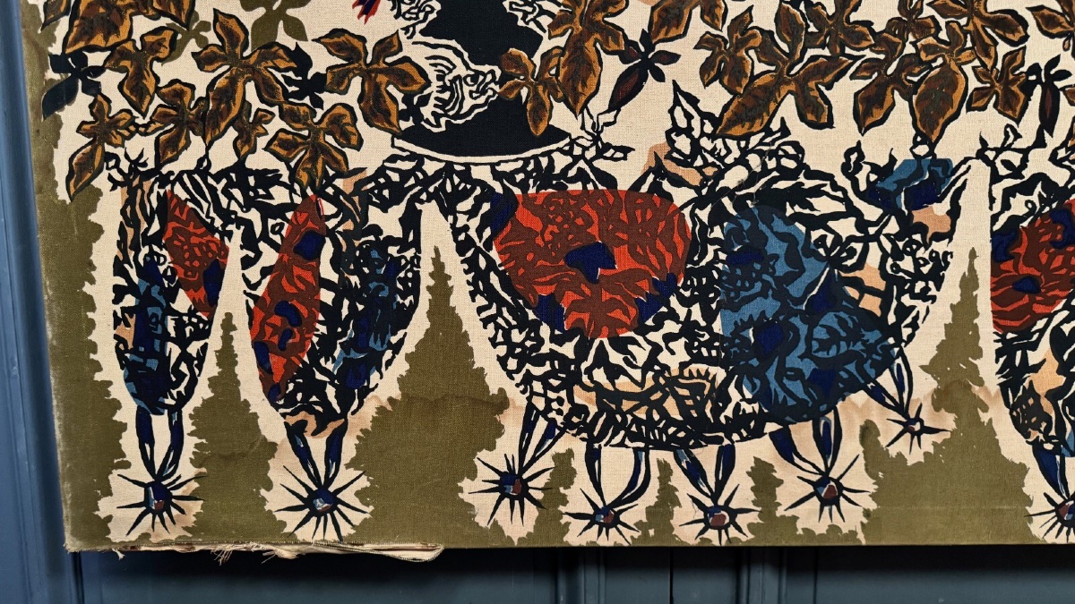 Tapestry Panel On Cotton By Lurçat, 1960, Featuring An Aquarium Scene -photo-4