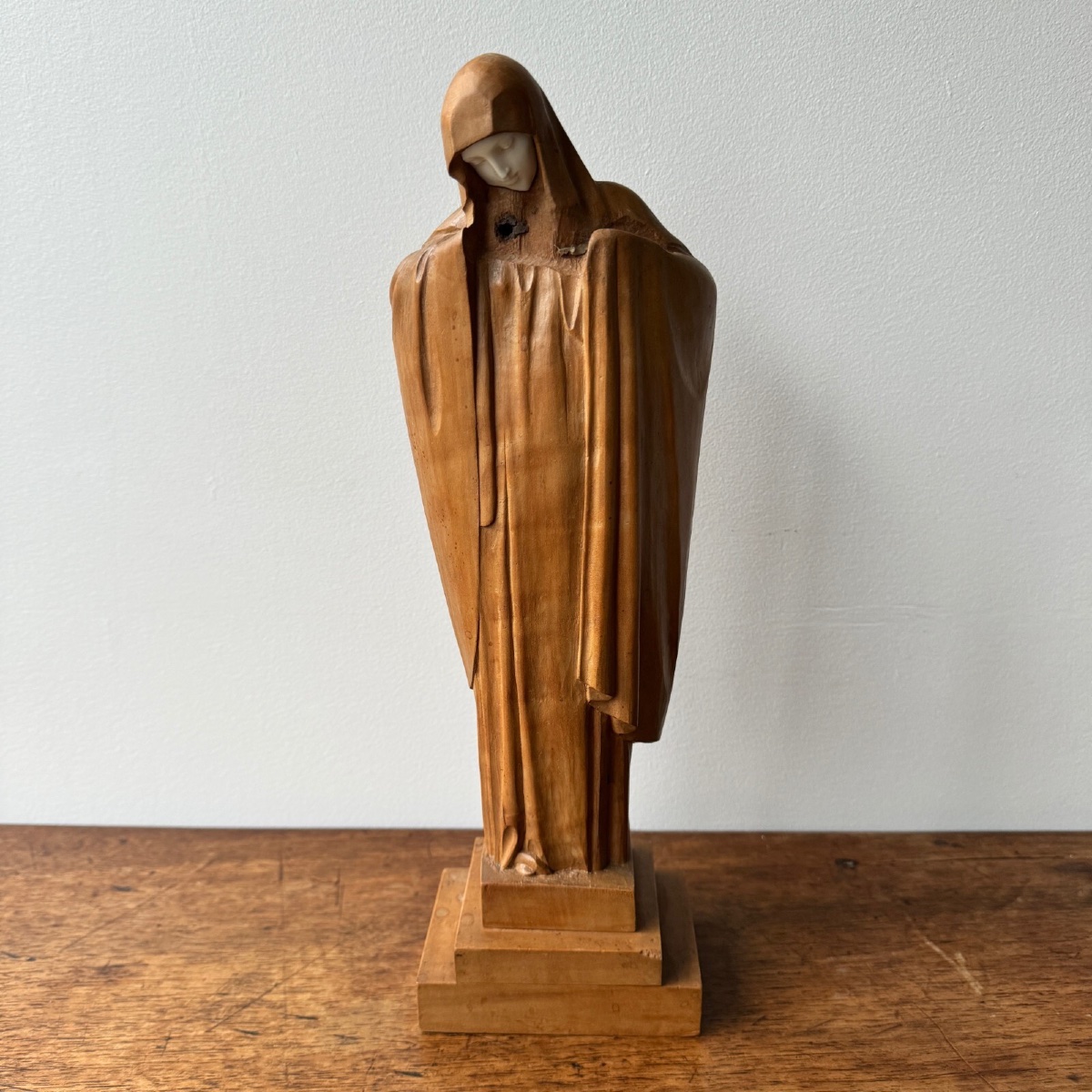Wooden Virgin Mary Carved By Lucienne Heuvelmans (1881–1944) 