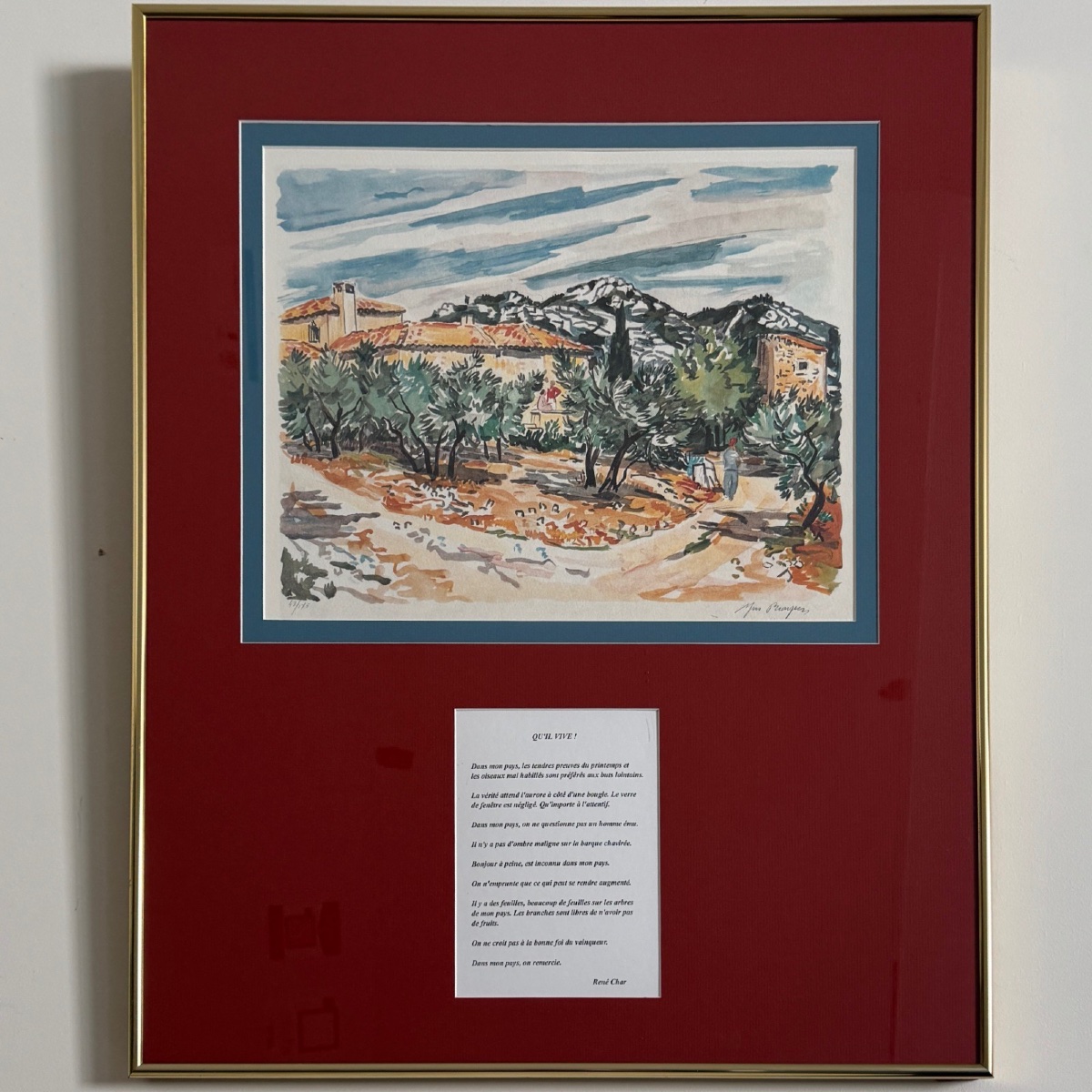 Lithographie paysage du Sud contresignée Yves Brayer XXe-photo-2