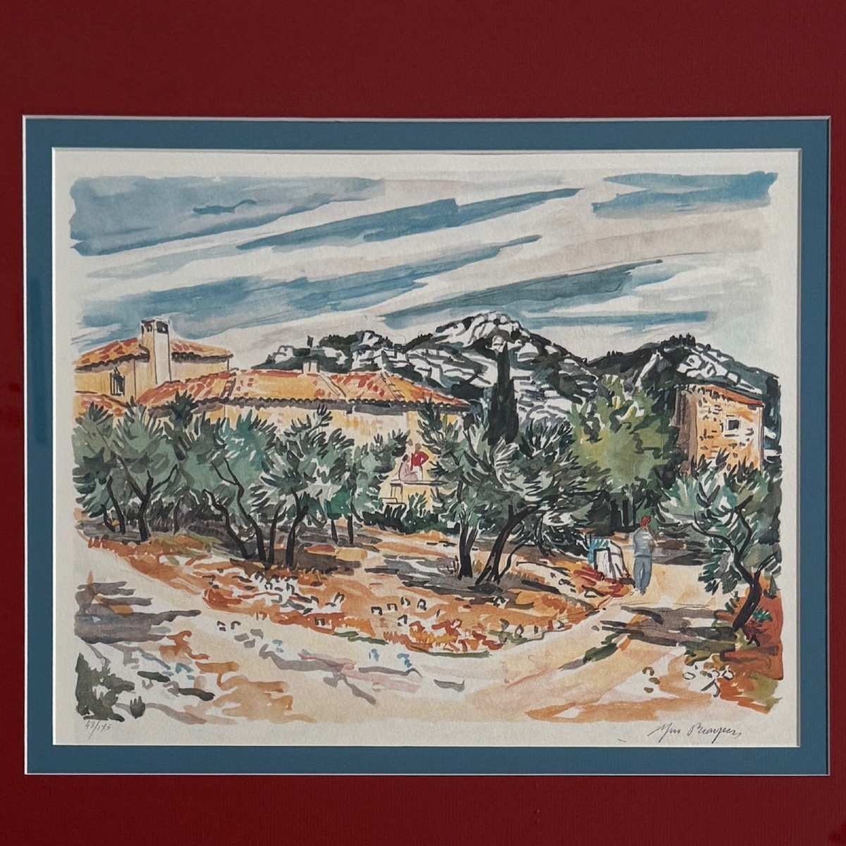Lithographie paysage du Sud contresignée Yves Brayer XXe-photo-3