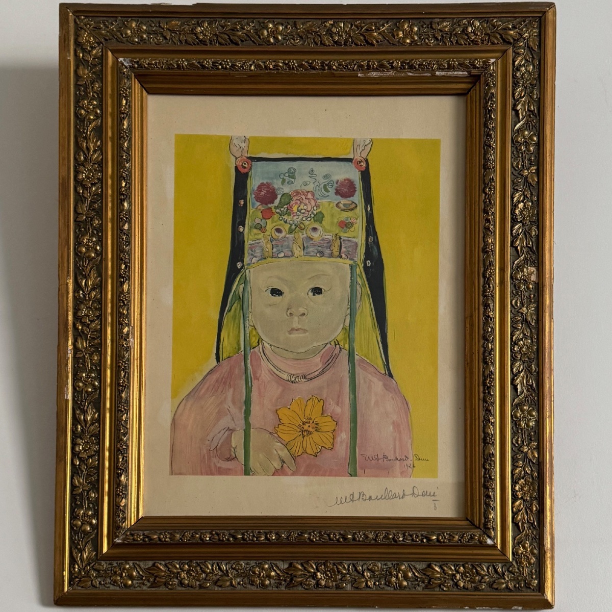 Lithographie par Marie-Antoinette Boullard-Devé enfant au bonnet -photo-2
