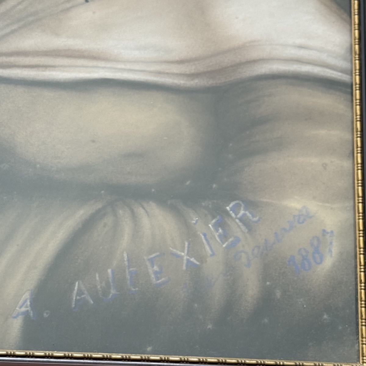 Pastel By A. Autexier, 1887, Depicting Two Women With Snuff -photo-3