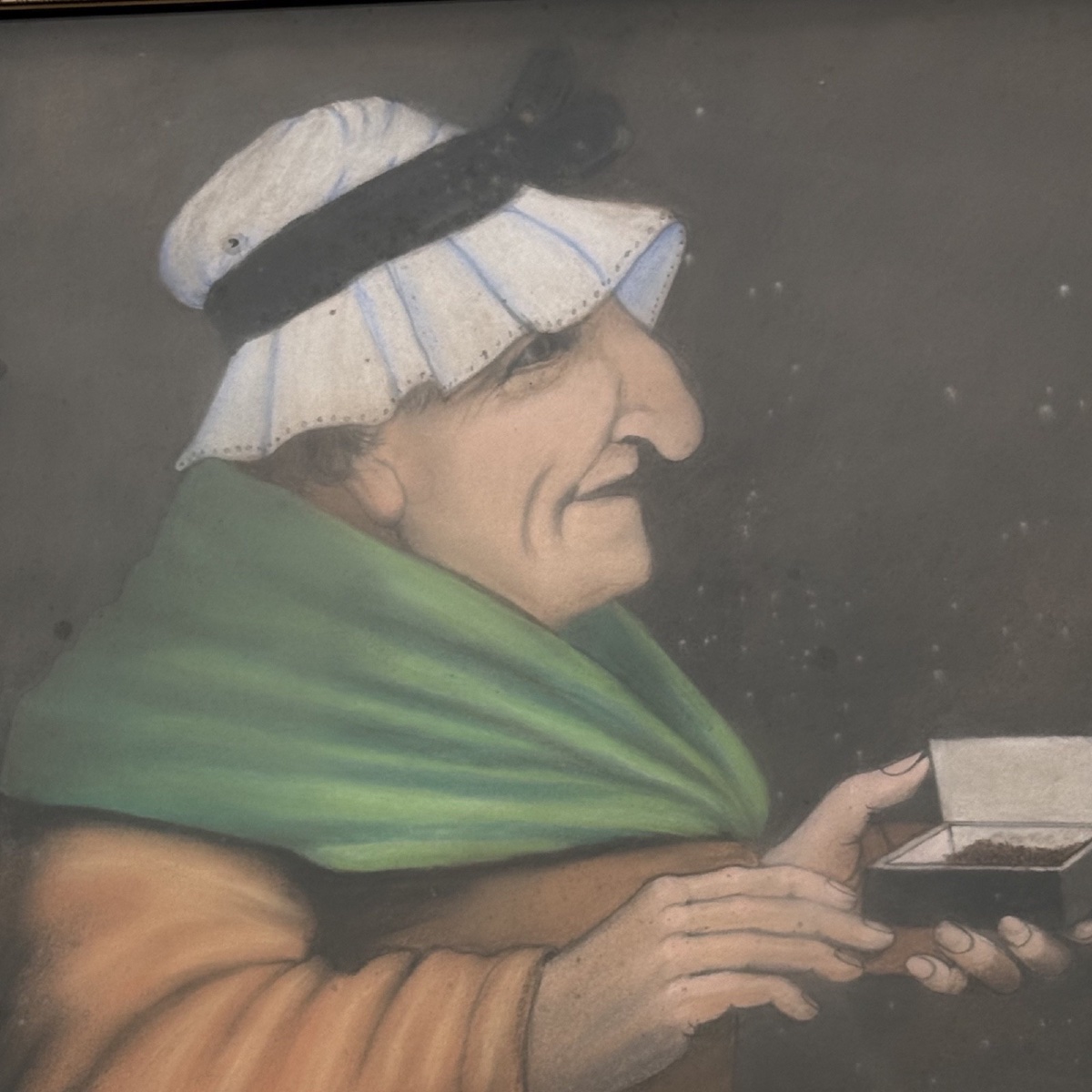 Pastel By A. Autexier, 1887, Depicting Two Women With Snuff -photo-1