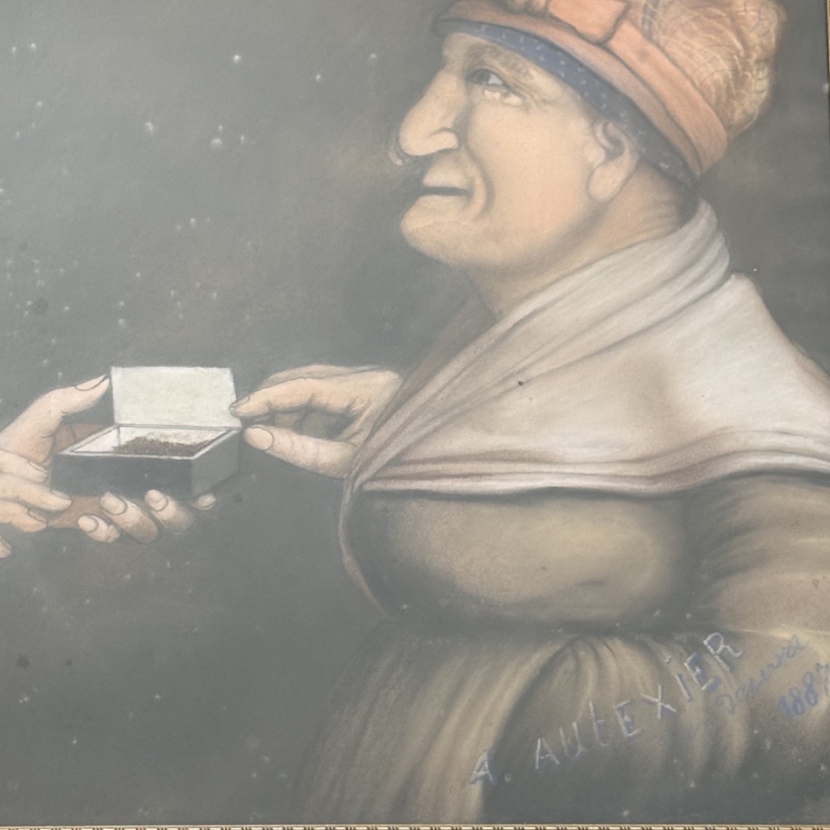Pastel By A. Autexier, 1887, Depicting Two Women With Snuff -photo-3