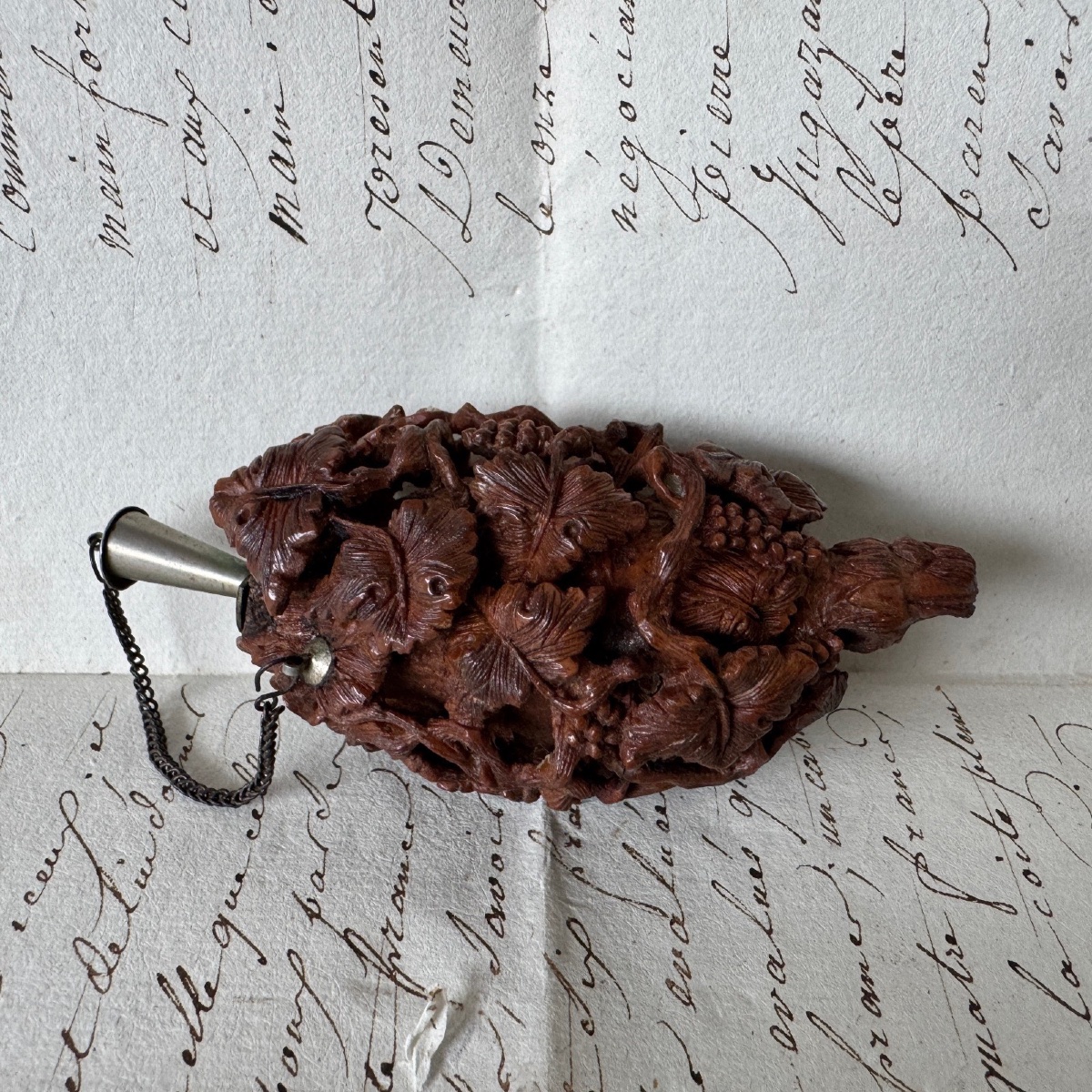Corozo Snuffbox Decorated With Grape Clusters And An Animal, Late 18th Century-photo-3