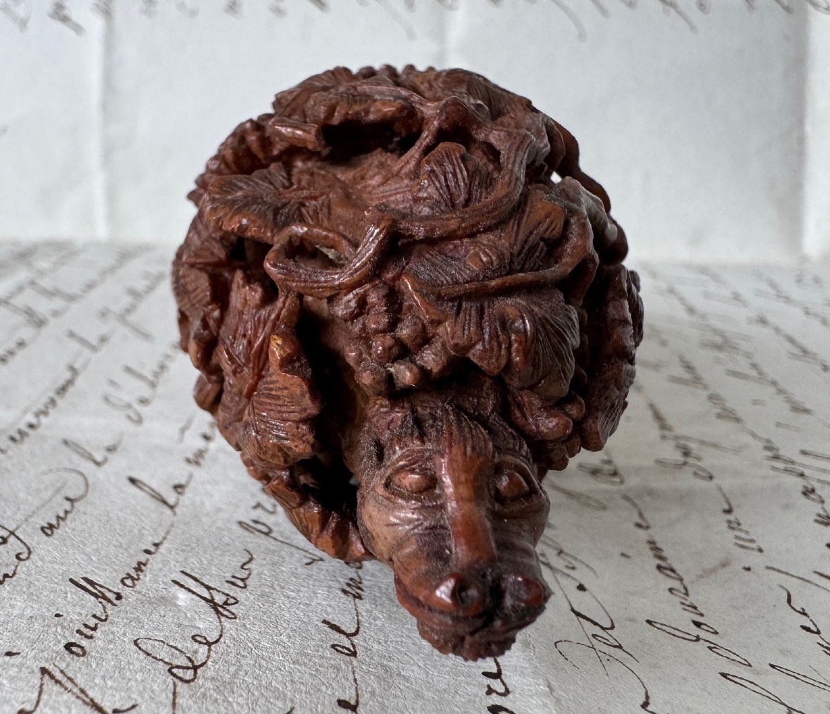Corozo Snuffbox Decorated With Grape Clusters And An Animal, Late 18th Century-photo-1