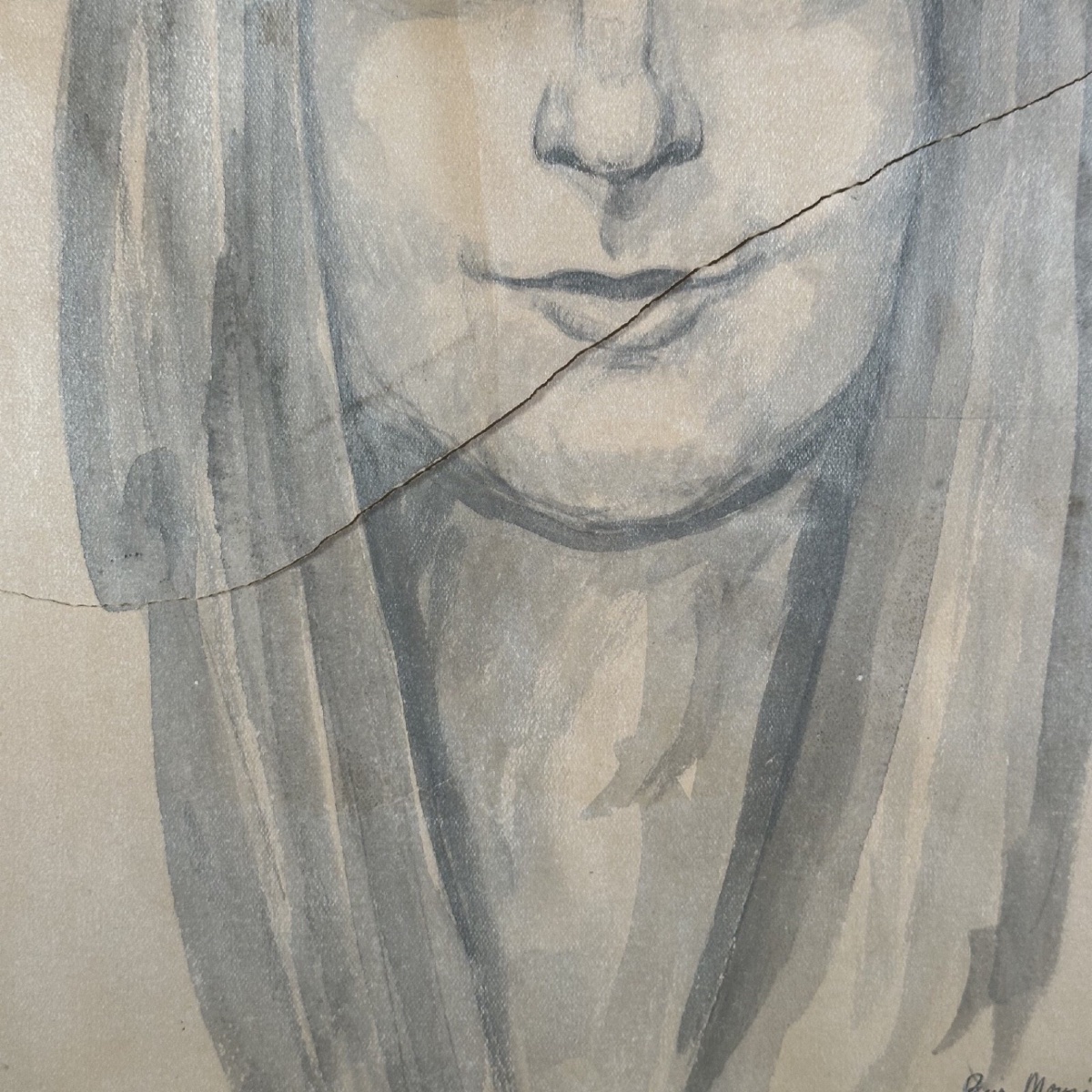 Drawing Of A Woman Wearing A Scarf From The Early 20th Century By Louis Jou (1881–1968)-photo-4