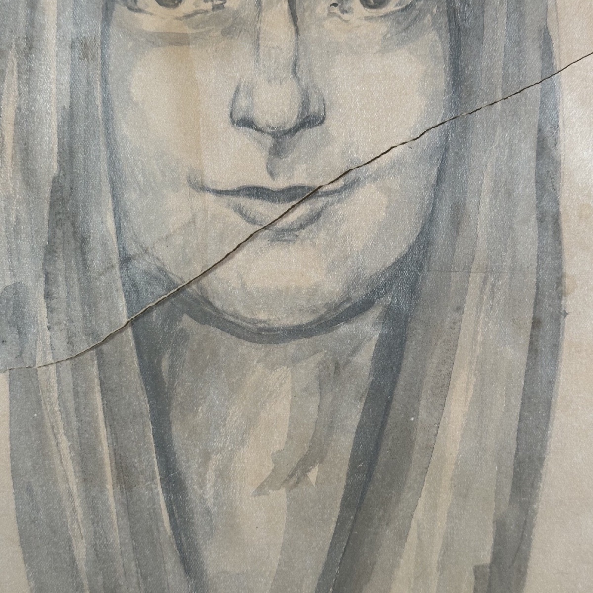 Drawing Of A Woman Wearing A Scarf From The Early 20th Century By Louis Jou (1881–1968)-photo-1