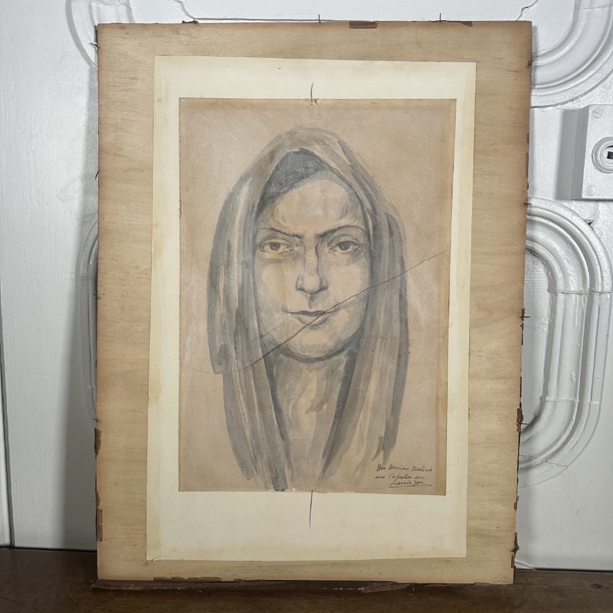 Drawing Of A Woman Wearing A Scarf From The Early 20th Century By Louis Jou (1881–1968)