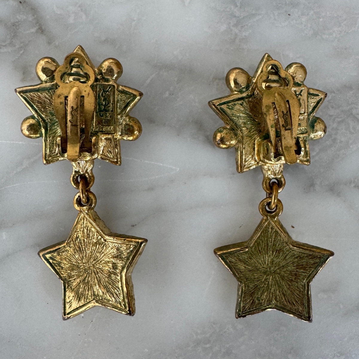 Pair Of Star-shaped Yves Saint Laurent Earrings-photo-3