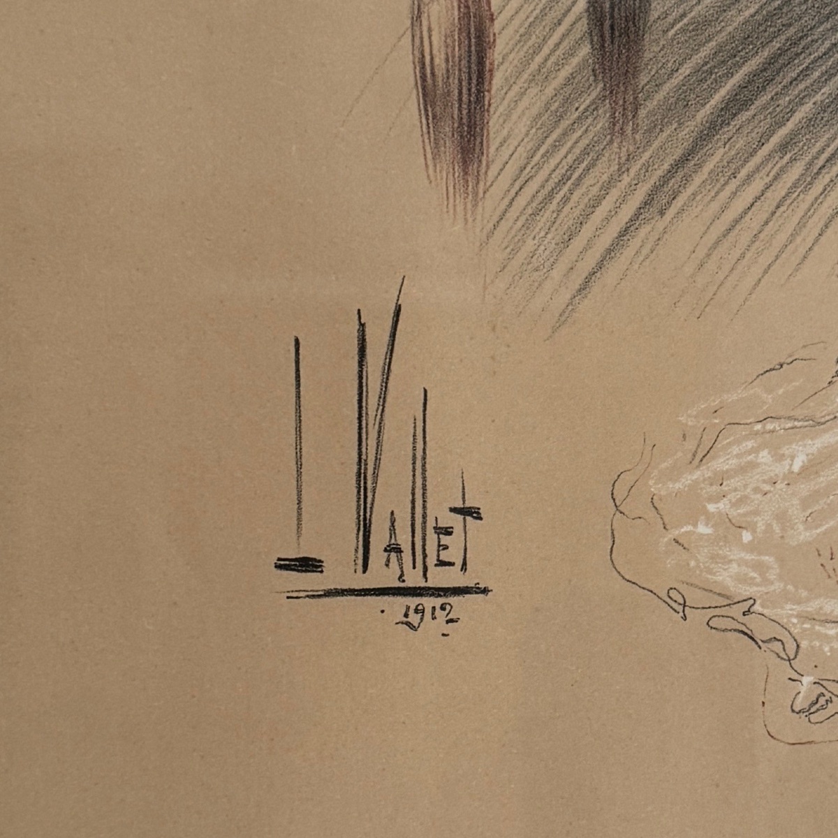 Dessin par Louis Vallet 1912 représentant une élégante au maquillage -photo-1