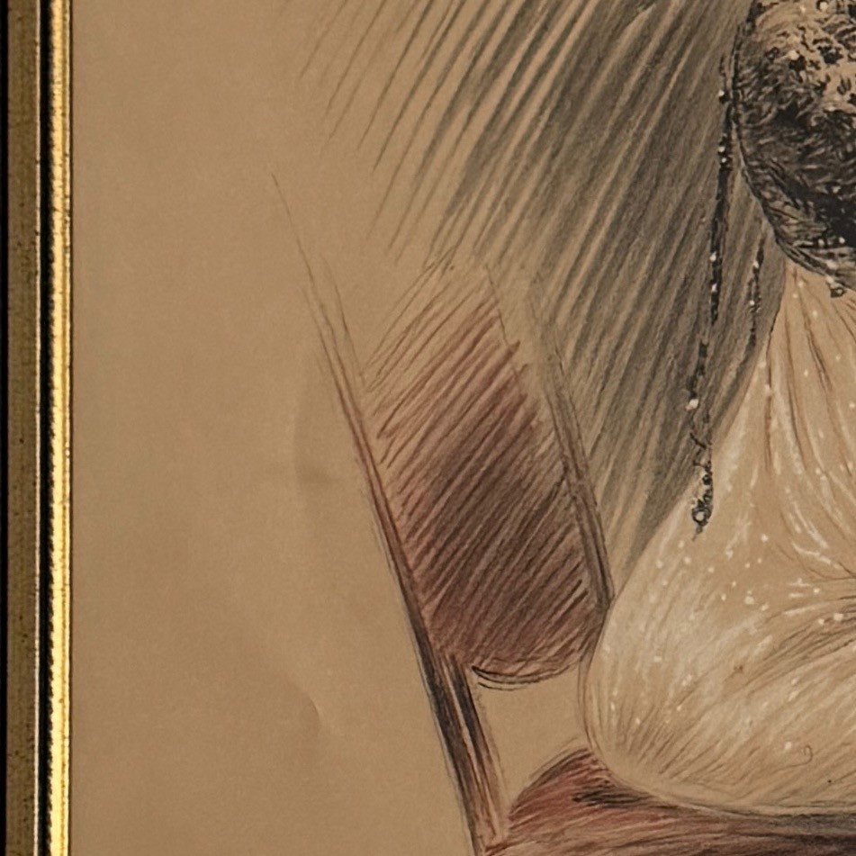 Dessin par Louis Vallet 1912 représentant une élégante au maquillage -photo-2