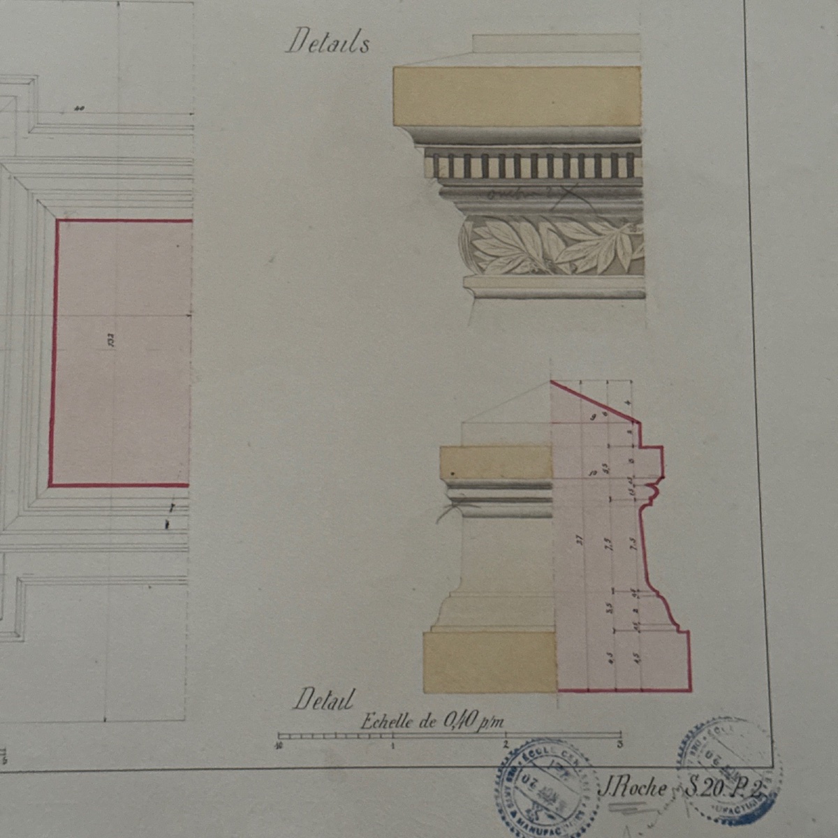 Architectural Drawing, école Centrale Des Arts Et Manufacture, 20th Century, J. Roche -photo-2