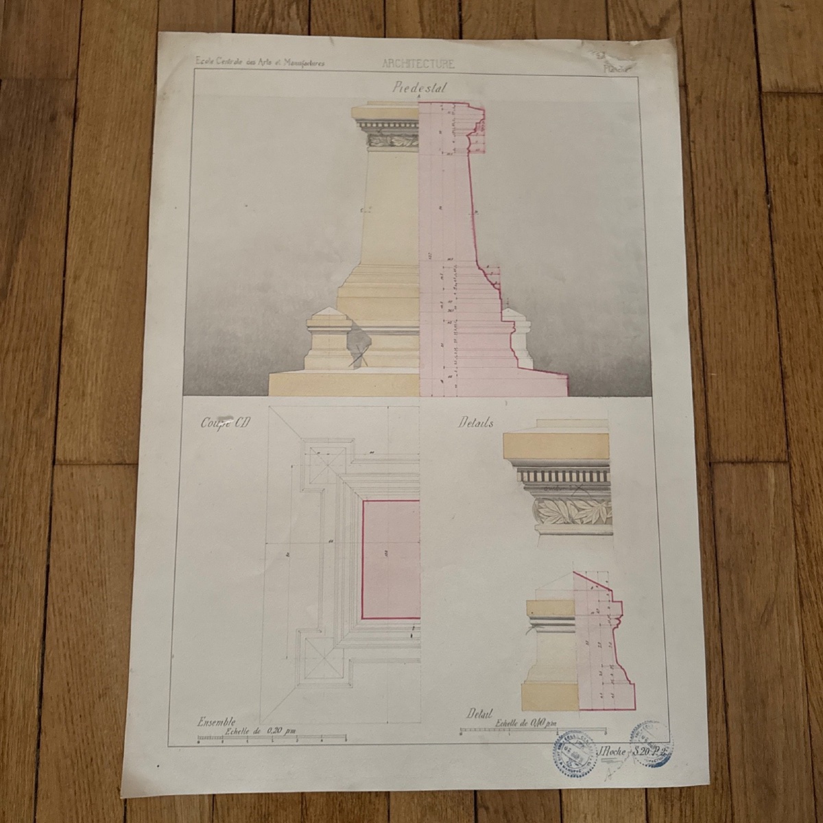 Architectural Drawing, école Centrale Des Arts Et Manufacture, 20th Century, J. Roche 