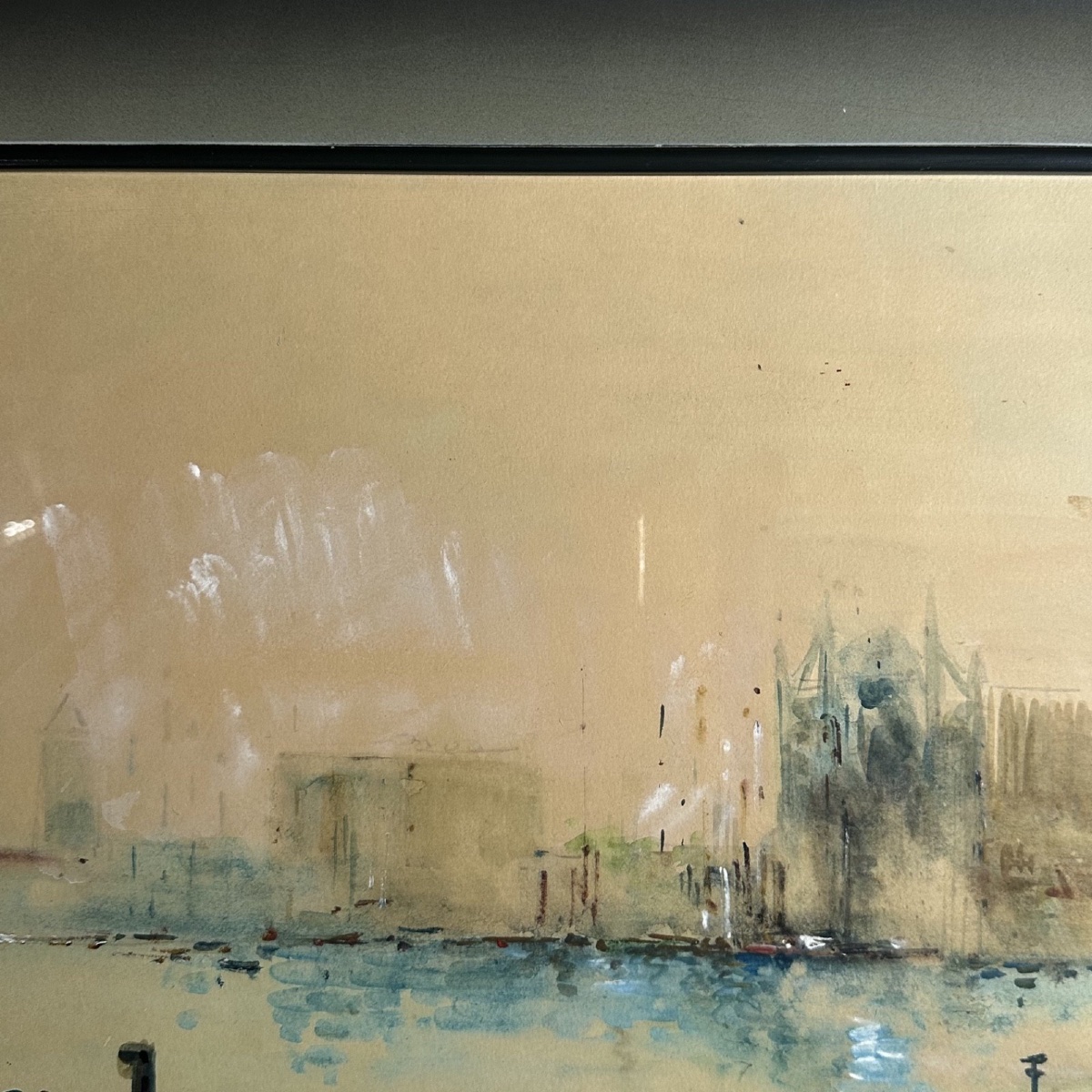 Watercolor On Paper Depicting Two Steamboats By Diaz, 20th Century-photo-1