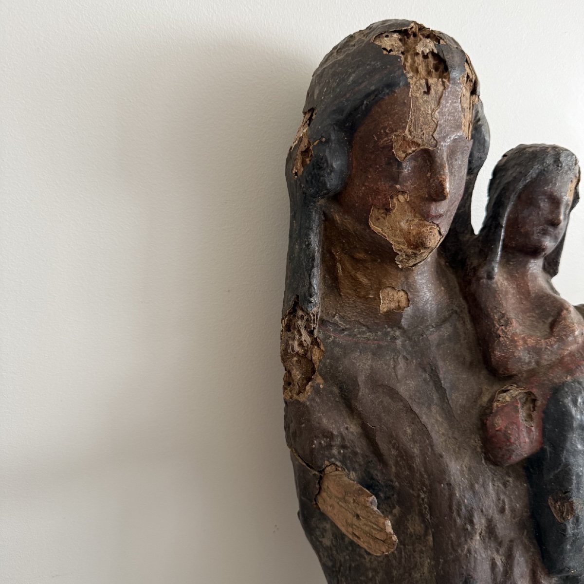 Vierge en bois sculpté XIVe polychromie d'origine-photo-2