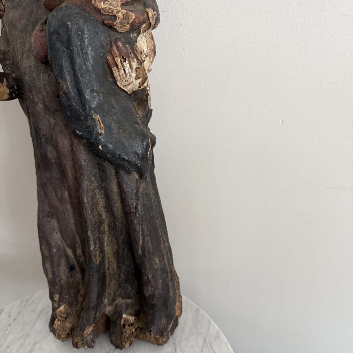 Vierge en bois sculpté XIVe polychromie d'origine-photo-3