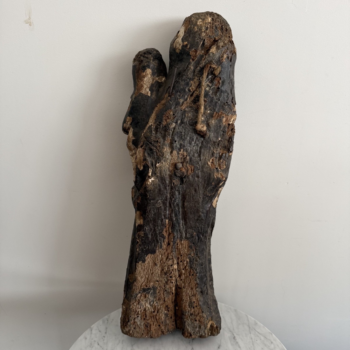 Vierge en bois sculpté XIVe polychromie d'origine-photo-5
