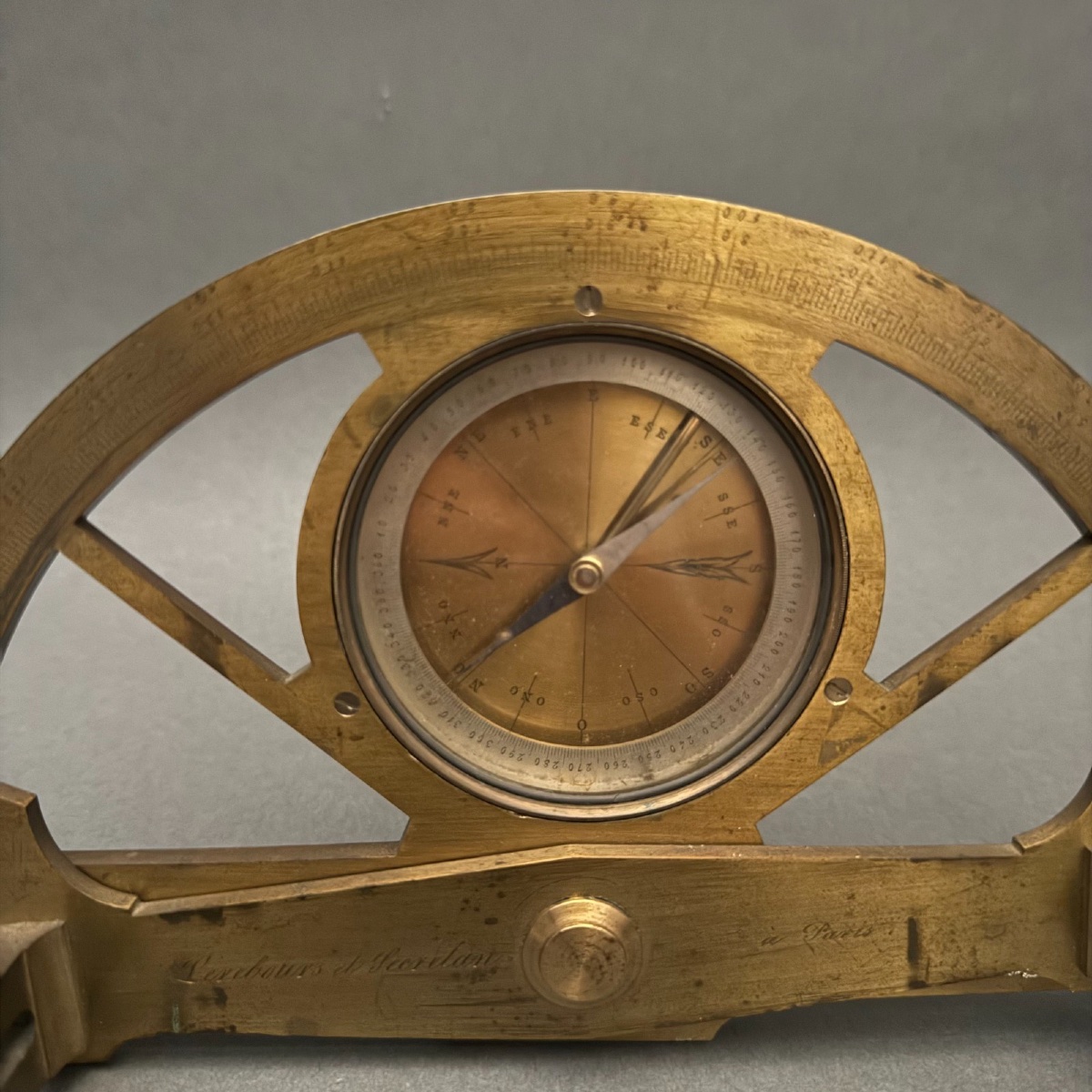 Antique Graphometer With Compass Or Surveying Instrument – 19th Century -photo-2