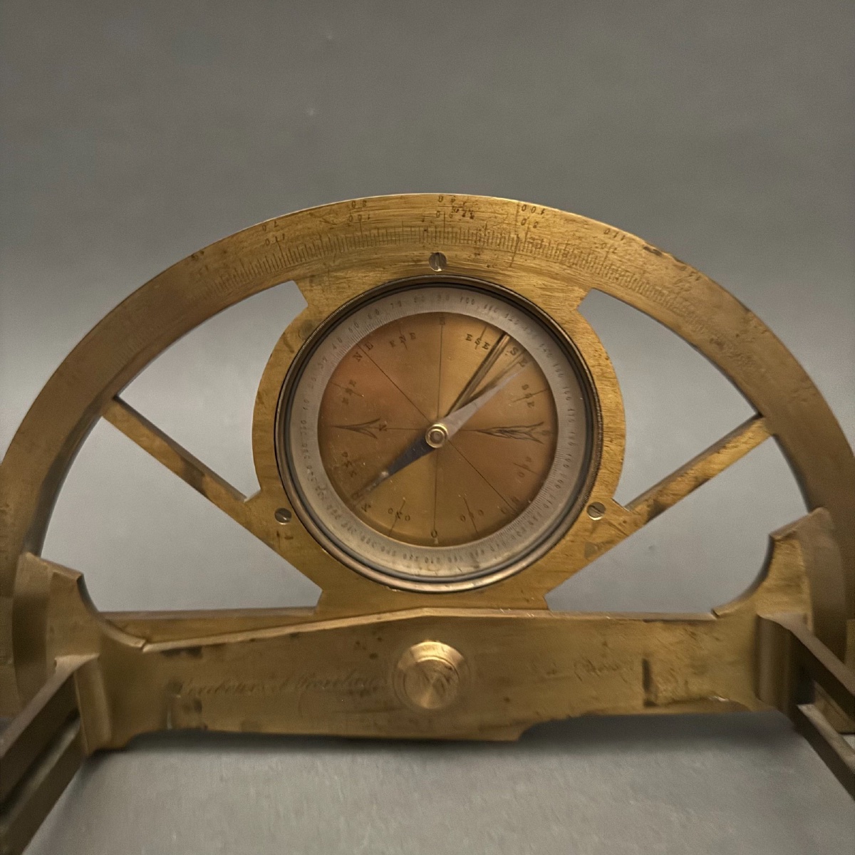 Antique Graphometer With Compass Or Surveying Instrument – 19th Century -photo-3
