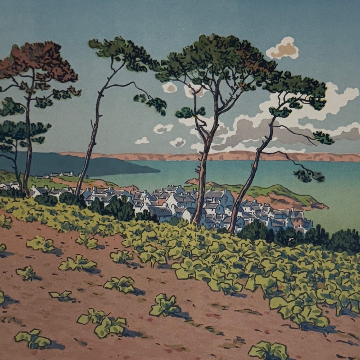 Lithograph By Henri Rivière: Douarnenez As Seen From Le Ris -photo-2