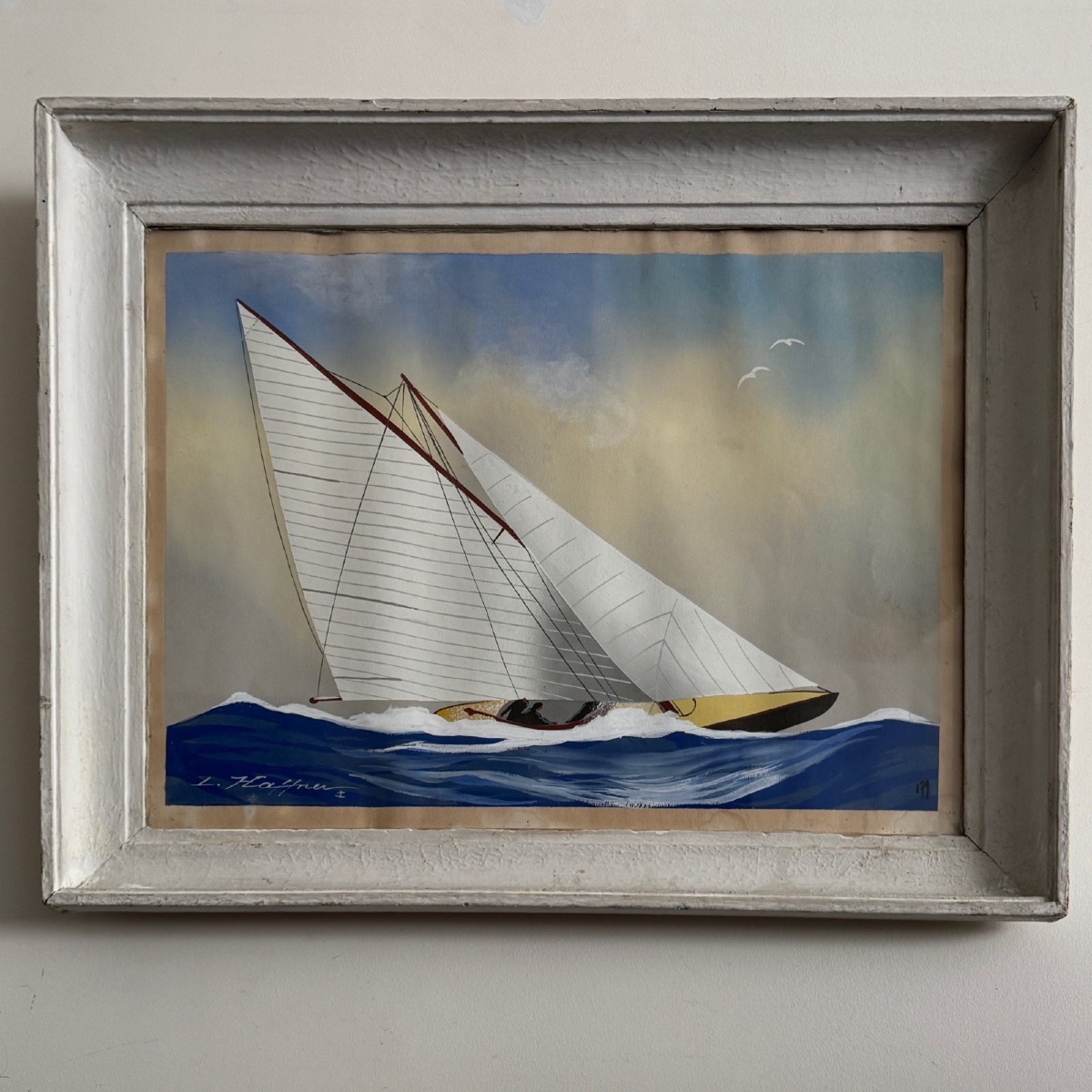 Gouache By Léon Haffner Depicting A 20th-century Regatta 