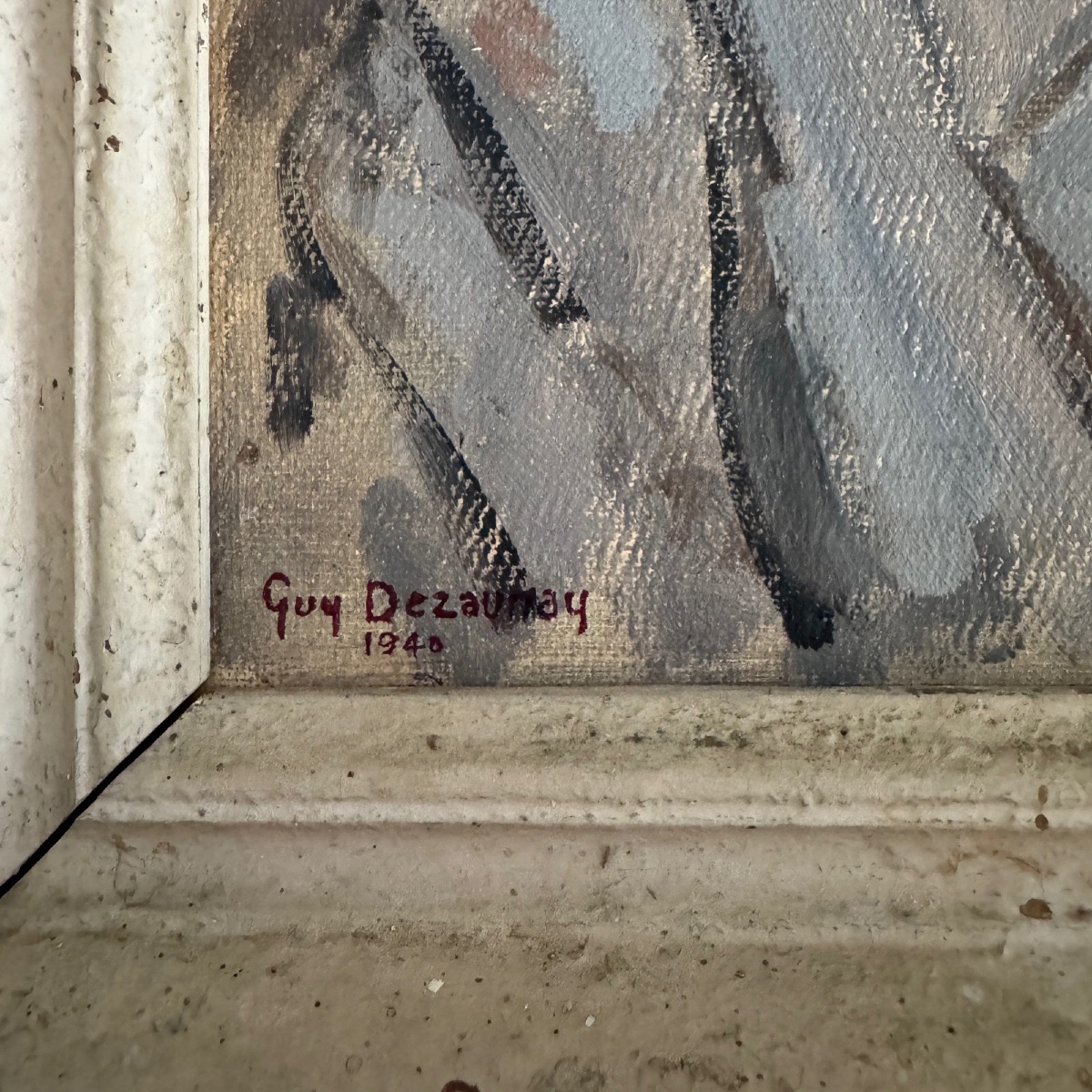 Huile sur toile portrait de jeune femme par Guy Dezaunay 1948-photo-1