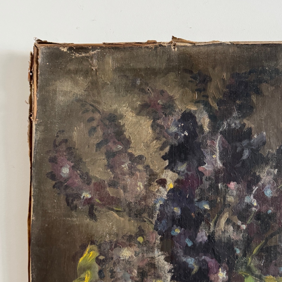 Huile sur toile nature morte aux fruits et aux fleurs XXe par LS Deroo -photo-1