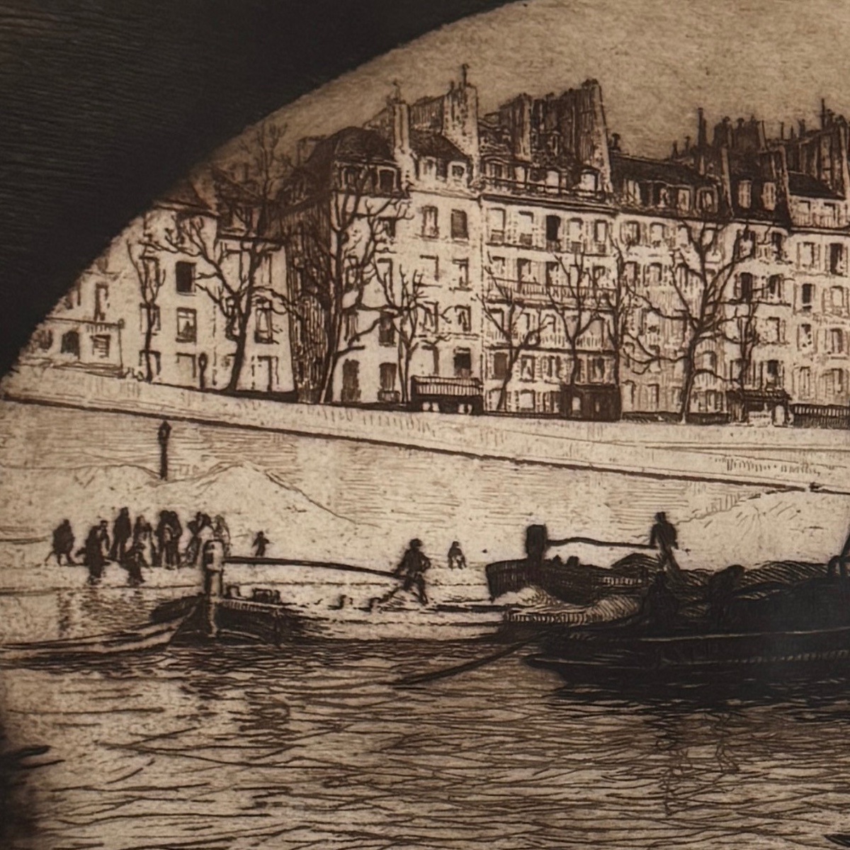 Gravure par Edgar Chahine (1874-1947) quai de l'Hotel de Ville Paris 1915 -photo-4