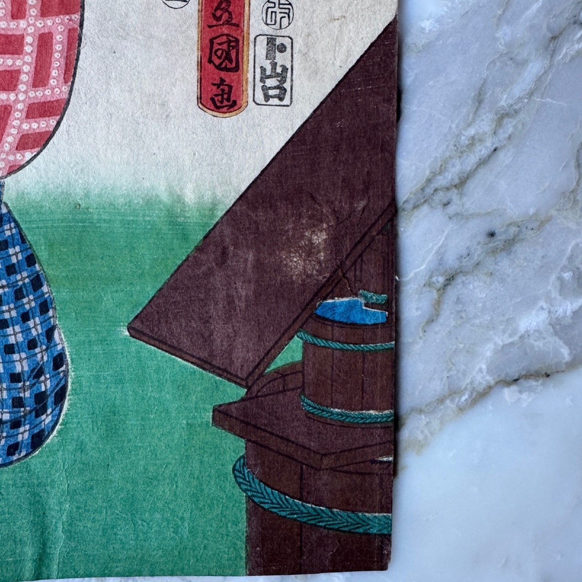 Estampe japonaise ancienne Toyokuni III Kunisada femme au kimono -photo-4