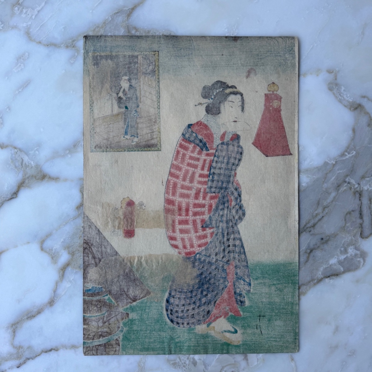 Estampe japonaise ancienne Toyokuni III Kunisada femme au kimono -photo-7