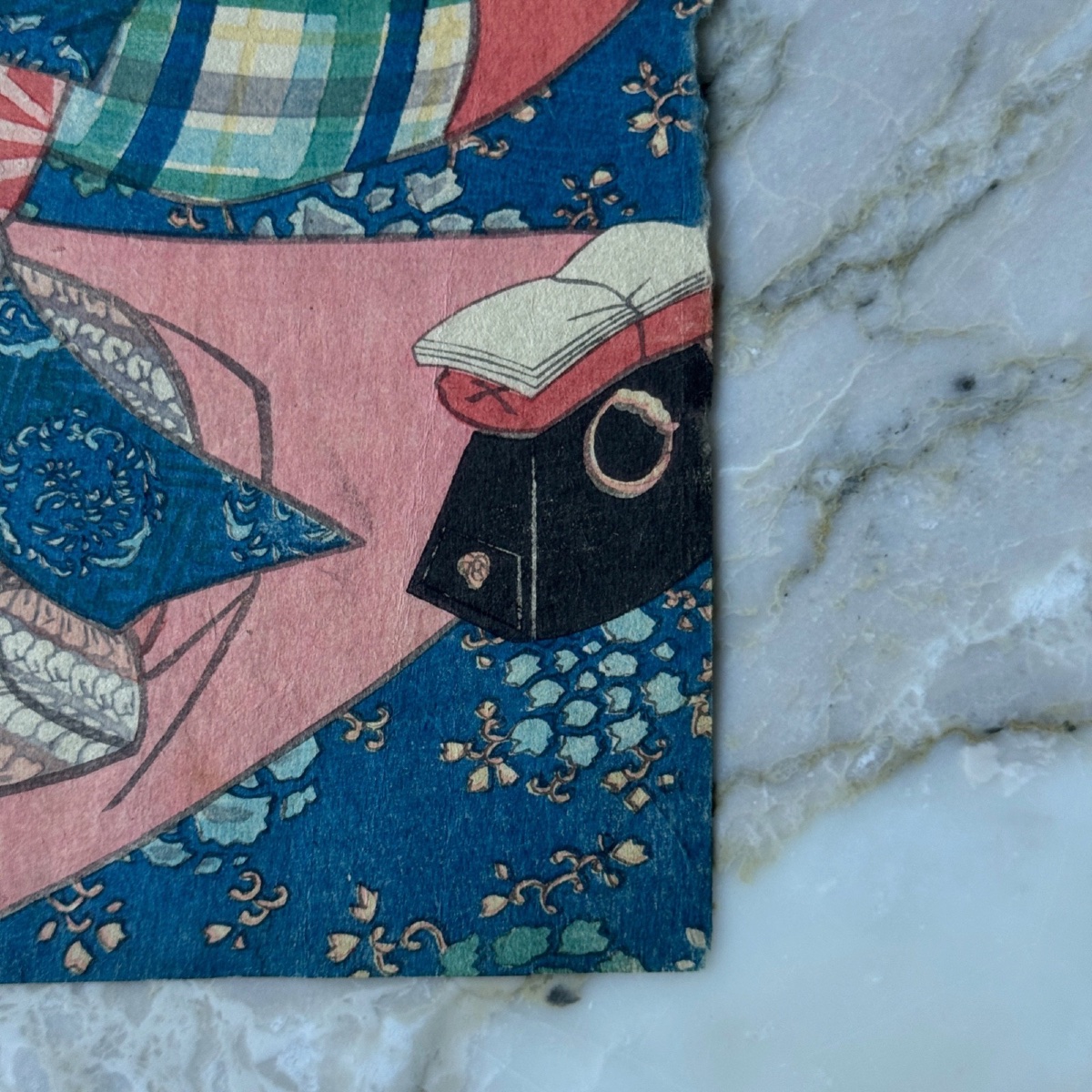 Estampe japonaise ancienne Toyokuni III Kunisada femme au repos -photo-4